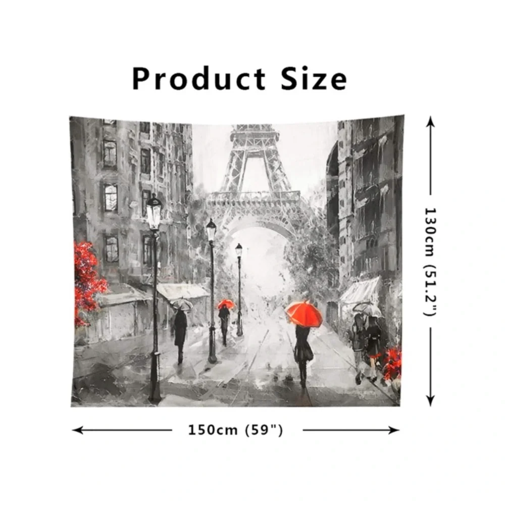 Luxury Home | Elegant Black & White with Red Detail Paris Eiffel Tower Tapestry